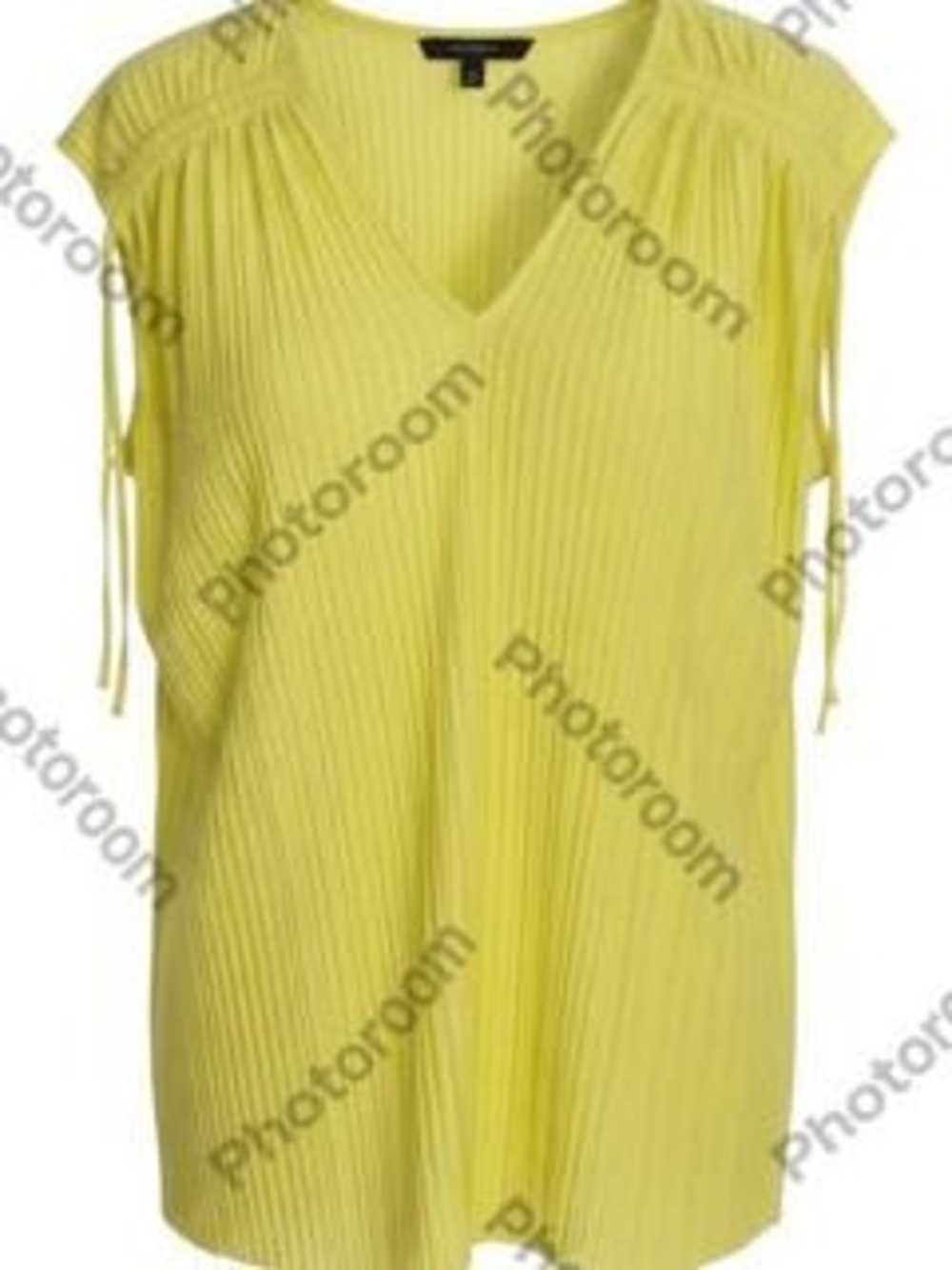 Alfani Women's Pleated V-Neck Blouse Yellow M